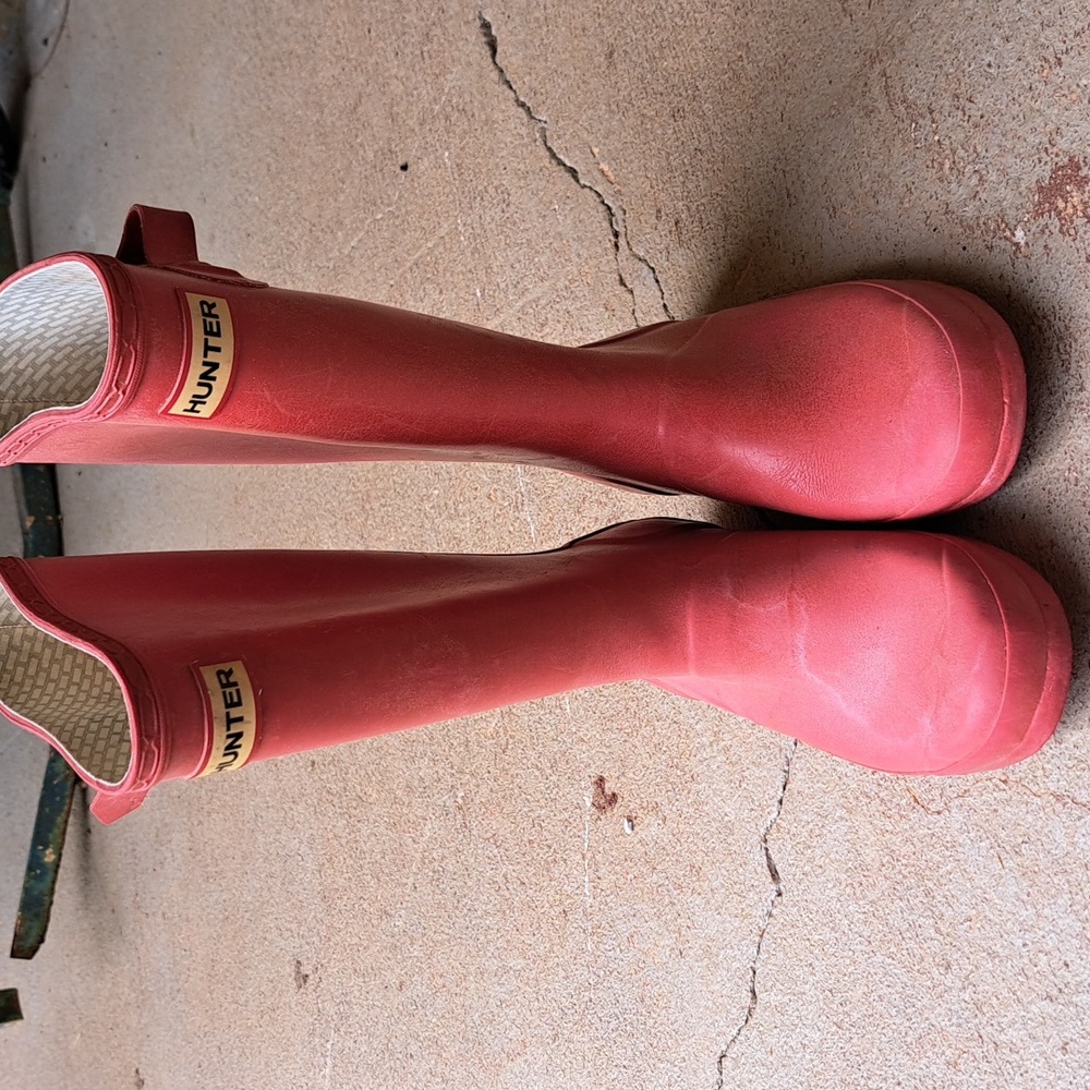 Hunter Red Rain Boots Shoes - Picture 1 of 13